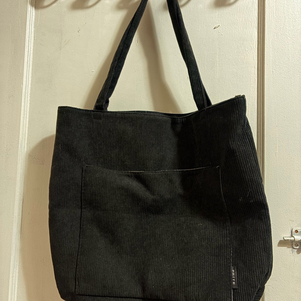 Black Corduroy Tote Bag